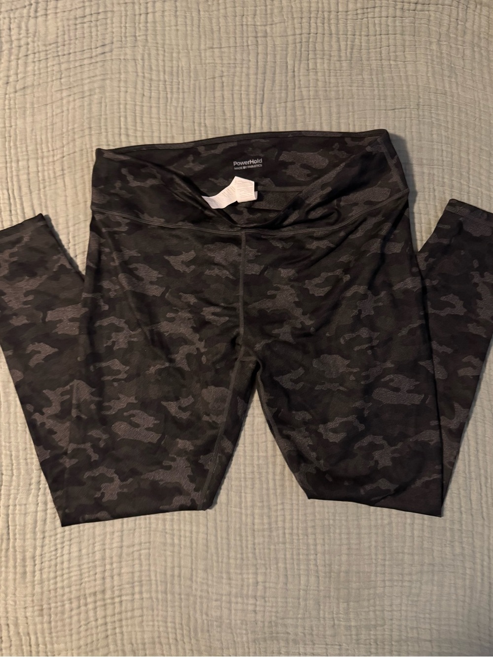 Fabletics Powerhold Black & Gray Camo Women’s Leggings XL